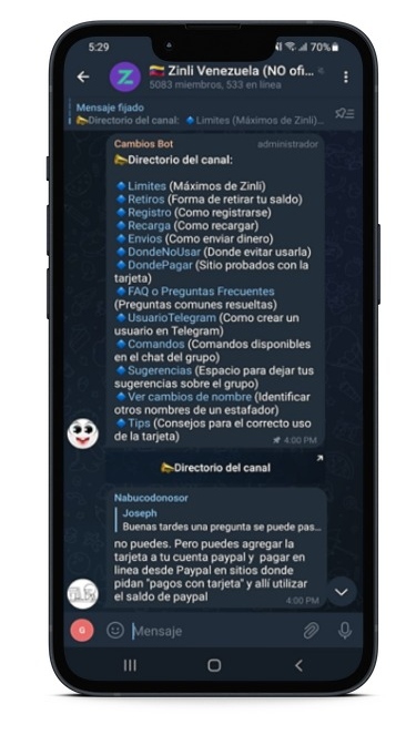 Grupo de telegram para comprar saldo zinli y pagar anuncios de instagram desde Venezuela