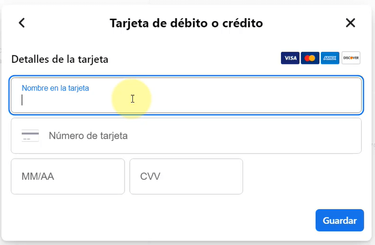 Datos de Tarjeta de Debito o crédito para pagar anuncios en Venezuela